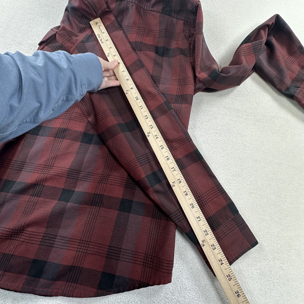 Flylow Shirt Mens Small Red Plaid Handlebar Tech Flannel Snap Front Outdoor - Picture 10 of 11